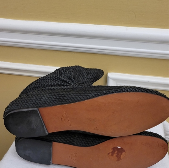 Elizabeth And James Black Reptile Embossed Leather Booties Size 11 - Picture 8 of 12